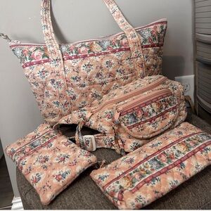 Authentic 90s Vera Bradley tote set in Pastel Pink